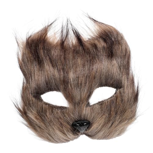 Hemobllo Tiermasken Fuchsmaske Halbseitig für Halloween Karneval Realistische Pelzige Kostüm Requisite für Maskenbälle Fotokabinen von Hemobllo