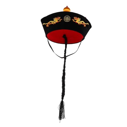 Hemobllo Traditioneller Chinesischer Qing Hut mit Zöpfen und Pferdeschwanz Dekorativer Hanfu Kopfschmuck für Antikes Kostüm Accessoire für Party Cosplay und Bühnenauftritte Hemobllo Traditioneller Chinesischer Qing Hut mit Zöpfen und Pferdeschwanz Dekorativer Hanfu Kopfschmuck für Antikes Kostüm Accessoire für Party Cosplay und Bühnenauftritte von Hemobllo