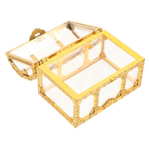 Hemobllo Transparente Goldene Schatztruhe Candy Box Kleine Partydeko Geburtstags Süßigkeitenbox Geschenkbox Aufbewahrungsbox für Feierlichkeiten und Party von Hemobllo