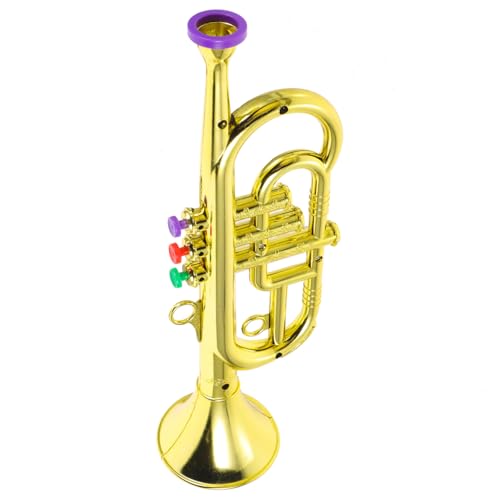 Hemobllo Trompeten Imitation Blasinstrument Musikalisches Lernspielzeug für Vorschule Bühne und Sammlung Detailgetreues Modell in Gold Sicheres Material von Hemobllo