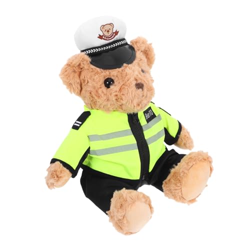 Hemobllo Verkehrspolizei-Bärenpuppe Plüschbär Plüschtiere verkleiden Kuscheltiere für Jungen Stofftier Bär Stofftiere ausgestopfter Bär PP Baumwolle von Hemobllo