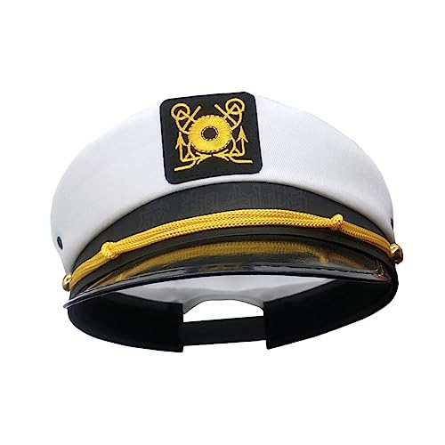 Hemobllo Verstellbare Kapitänsmütze aus Polyester für Herren Damen Stilvolle Matrosenmütze für Cosplay Halloween Party Karneval Langlebiger Bootsfahrer Hut für Freizeit und Kostüm von Hemobllo