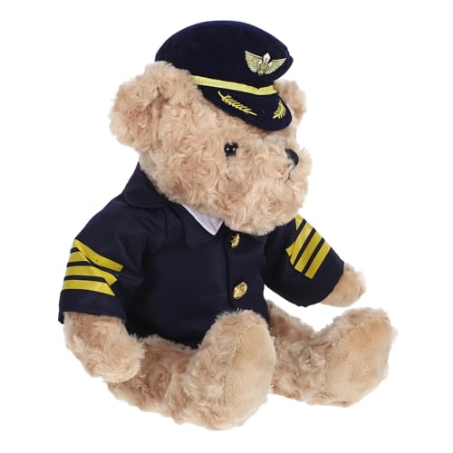 Hemobllo Weicher Plüschbär Mit Captain Pilot Uniform Niedliche Pilotbär -puppen -flugspielzeug Gestopfte Tierspielzeug Zum Geburtstag, Hochzeit Und Festliche von Hemobllo