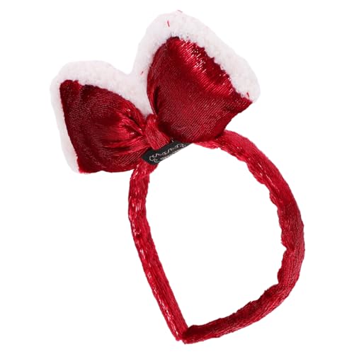 Hemobllo Weihnachtlicher Haarreif mit Roter Schleife Flauschiges Stirnband für Damen Vielseitiges Weihnachtskopfschmuck Accessoire Bequemes Flanell Design Festlicher Haarschmuck für Party von Hemobllo