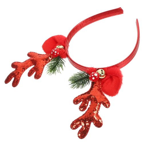 Hemobllo Weihnachts Stirnband für Damen Glitzer Rentier Geweih mit Glocken Festlicher Haarreif für Party Weihnachtsfeier Komfortabel und Sicher von Hemobllo
