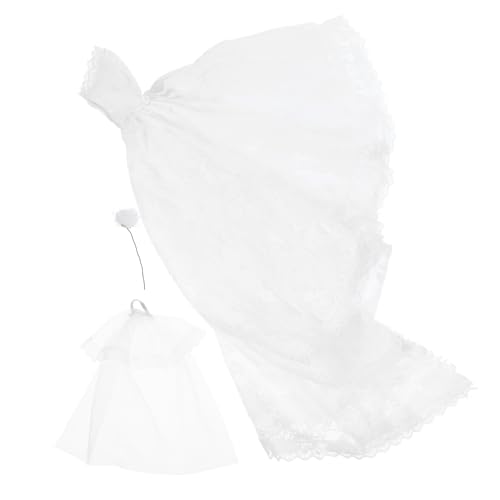 Hemobllo Weißes Mini Puppen Hochzeitskleid mit Schleppenaus Softmaterial Waschbar und Wiederverwendbar Schleier und Blume Puppenkleidung für Spiel und Sammeln von Hemobllo