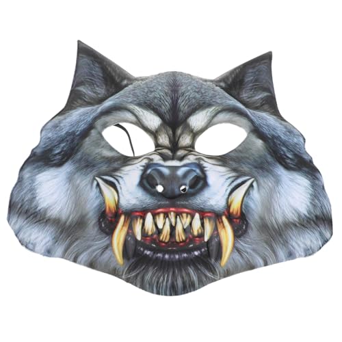 Hemobllo Wolf Maske für Halloween Karnevalspartys Kreative Cosplay Maske mit Verstellbarem Gummiband Halbe Tiermaske für Erwachsene für Maskenbälle von Hemobllo