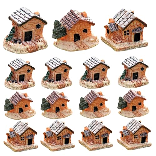 15pcs Miniatur House Kit, Micro Landscape Miniatur House Harz Fairy Garden Ornament für Mikrolandschaftsdekoration, Mini, Mini 15pcs Miniatur House Kit, Micro Landscape Miniatur House Harz Fairy Garden Ornament für Mikrolandschaftsdekoration, Mini, Mini von Hemore