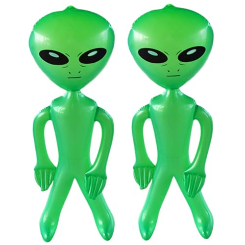 2 PCs aufblasbarer Alien 59.1 in grünem lustigen PVC Blow stehende Alienballons Anti-Leak-Party-Dekor-Spielzeug für Halloween-Geburtstagsfeier-Vorräte, Halloween Decor von Hemore