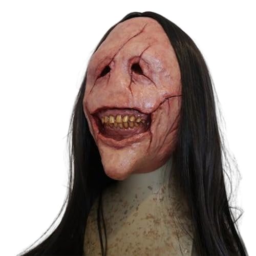 Beängstigende Masken für Erwachsene, gruselige Teufel Halloween -Maske mit langen Haar von Hemore