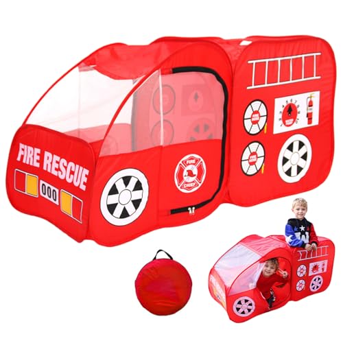 Fire Truck Play Tent 55x28x28 Faltbar verdickte Spielzelt mit Cartoon -Mustern und Aufbewahrungsbeutel Realistischer LKW für Innen- und Outdoor -Mädchen Jungen Geschenke, Halloween Decor von Hemore