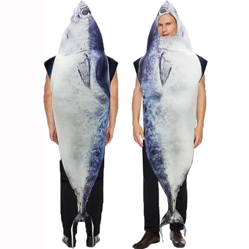 Fischkostüm Erwachsener, 170x67cm lustiger Fisch -Cosplay -Anzug für Männer Frauen Halloween Cosplay (M) von Hemore