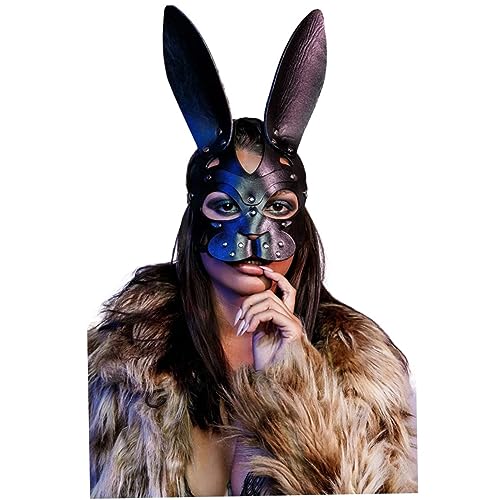 Frauen Kaninchenmasken, Lederhasen Halbgesichtsmaske, Maskerade -Maske für Frauen Cosplay Halloween Kostümzubehör von Hemore