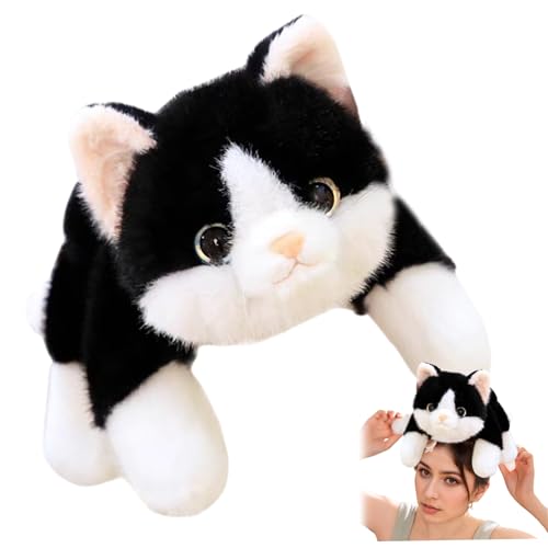 Gewichtete Plüsch niedliche gewichtete Katze Stofftiere PP Baumwolle gefüllt Katze Plüsch, 11, 8 Zoll weiches Kätzchen Kissen Geschenke für Kinder Erwachsene Weihnachten, schwarz, Halloween Dekor von Hemore