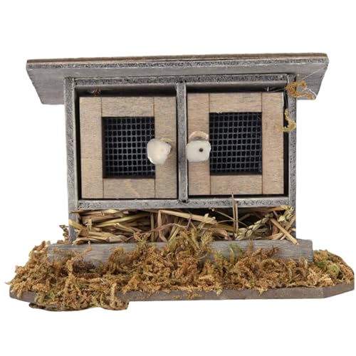 Hemore 1:12 Skala Dollhouse Chicken Nest, hölzerne Mini -Gartendekoration, DIY -Handwerksprojektzubehör, realistische Miniatur -Hof -Accessoires von Hemore