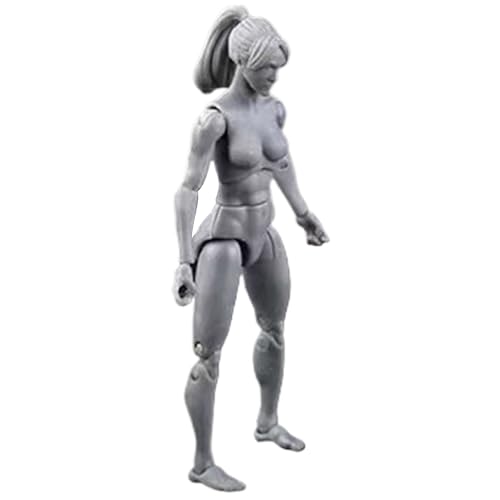 Hemore Actionfigur Zeichnungsmodelle, 4,1 -Zoll -PVC -Blind -Action -Figurenkörper, posibles menschliches Mannequin -Körper für Xhibition, Spiel, Modellierung, Szenenspiel (grau, weiblich) von Hemore