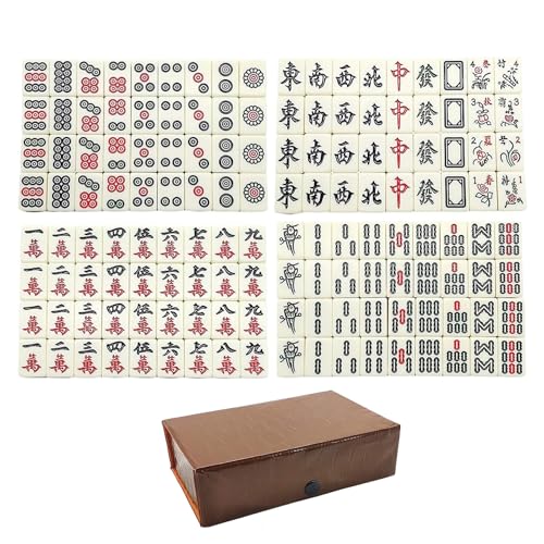 Hemore Chinesisches Mahjong -Set, 149pcs/ Set Mini Mah Jongg Sets mit Aufbewahrungsfall, Mahjong -Fliesen für Familien Erwachsene Camping von Hemore