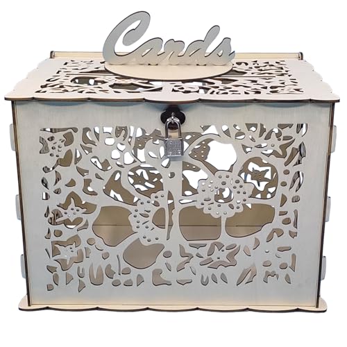Hemore Hochzeitskartenschachtel für Empfang Großer rustikaler hölzerner DIY -Umschlag Geschenkkartenbox mit Schlossschlitz & Schild für Empfang Jubiläumsgeburtstagsfeiern für Hochzeit Hemore Hochzeitskartenschachtel für Empfang Großer rustikaler hölzerner DIY -Umschlag Geschenkkartenbox mit Schlossschlitz & Schild für Empfang Jubiläumsgeburtstagsfeiern für Hochzeit von Hemore
