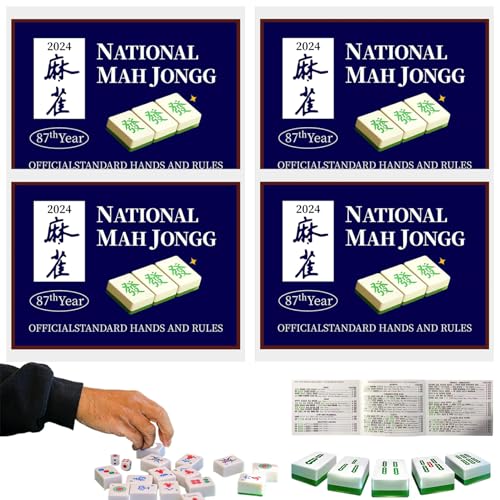 Hemore Mahjong -Karten 2024, 4PCS 2024 Nationale Mahjong -Karten, Großgedruckte offizielle Standardhände und Regeln, Mah Jongg Scorecard von Hemore
