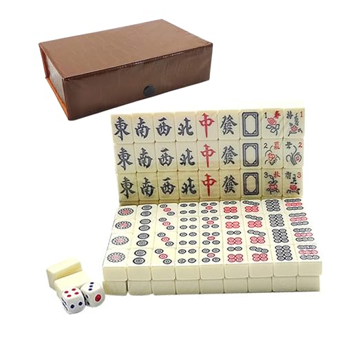 Hemore Mahjong Tile Set, 149pcs 2x0.8x1.4cm Mini Mahjong Set mit Aufbewahrungskoffer, Travel Mah Jongg Sets für 4 Spieler ab 8 Jahren und Up Hemore Mahjong Tile Set, 149pcs 2x0.8x1.4cm Mini Mahjong Set mit Aufbewahrungskoffer, Travel Mah Jongg Sets für 4 Spieler ab 8 Jahren und Up von Hemore