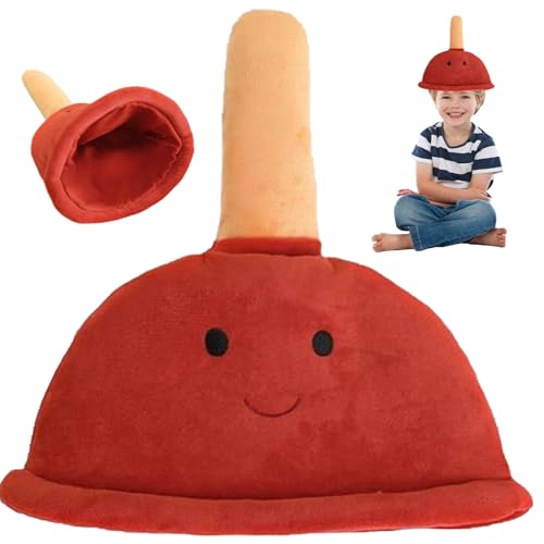 Hemore Rote Plüsch-Toilettenkolbenhüte, lustige Kostüm-Requisiten für Erwachsene Kinder, Novelty Dress-adcessoires für Cosplay-Partys, einzigartige Gag-Geschenke von Hemore