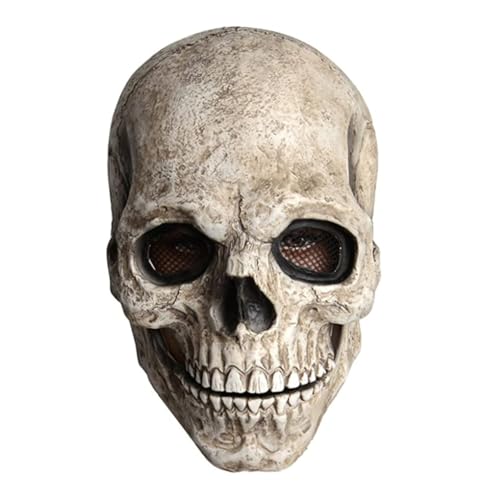 Schädelmaske, gruselige Vollkopf -Schädelmaske mit beweglicher Kiefer, realistischer gruseliger Skelett -Kopfschutz für Halloween Cosplay Schädelmaske, gruselige Vollkopf -Schädelmaske mit beweglicher Kiefer, realistischer gruseliger Skelett -Kopfschutz für Halloween Cosplay von Hemore