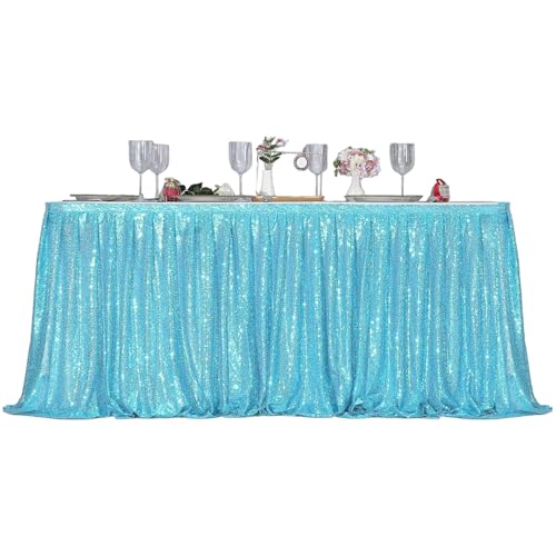 Tischrock, 108x28 -Zoll -Rechteck -Pailletten -Tischrock, Glitter -Tischdecke für Babyparty, Geburtstagsfeier, Hochzeit, Weihnachten, Urlaub, Halloween -Dekor von Hemore