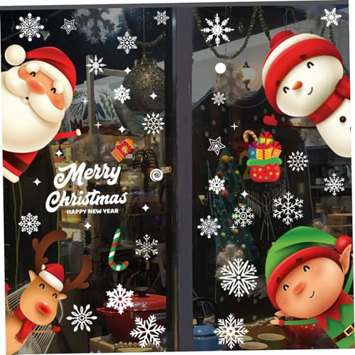 Weihnachtsfenster Klinge, 6 Blätter statische Haftung doppelseitiger Weihnachtsfensteraufkleber mit Santa Snowman Snowflake für Holiday Weihnachts-Party-Dekor, Halloween Decor von Hemore