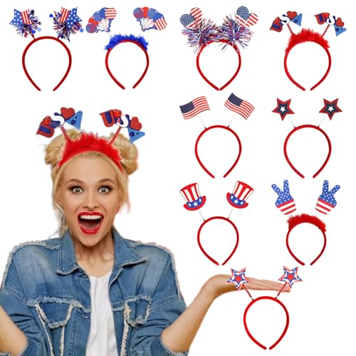 Hemousy Stirnband des Unabhängigkeitstages, 4. Juli Stirnband | Rot weiß Kopf Boppers - 9x Memorial Day Independence Day Accessoires für Paraden, Grill, Veranstaltungen, Kostüme und Feierlichkeiten Hemousy Stirnband des Unabhängigkeitstages, 4. Juli Stirnband | Rot weiß Kopf Boppers - 9x Memorial Day Independence Day Accessoires für Paraden, Grill, Veranstaltungen, Kostüme und Feierlichkeiten von Hemousy