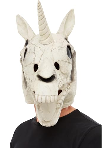 Unicorn Skull Latex Mask, White, White von Smiffys