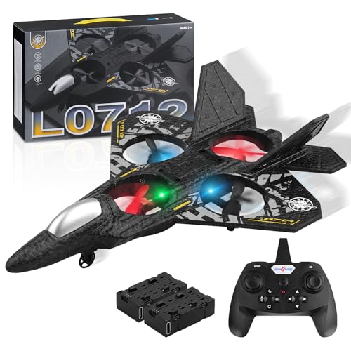 Henakmsl RC Flugzeug 2.4GHz Ferngesteuertes L0712 Quadcopter Schwebendes Kampfflugzeug RTF für Anfänger/Kinder/Erwachsene, Spielzeug Mit Farbigen Lichtern USB-Ladung von Henakmsl