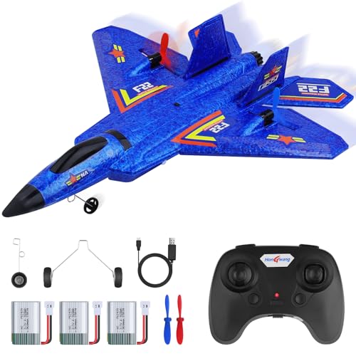 Henakmsl RC Flugzeug 3CH Ferngesteuerter Kämpfer 2.4GHz RC Flugzeug RTF für Anfänger, Kinder und Erwachsene, FX22 Flugzeug Spielzeug mit Farbigen LED-Leuchten USB-Aufladung von Henakmsl