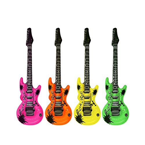 Henbrandt the Harlequin Brand Aufblasbare Gitarre Luftgitarre 6er Set Neon Bunt ca.106 cm Rock Party Deko von Henbrandt the Harlequin Brand