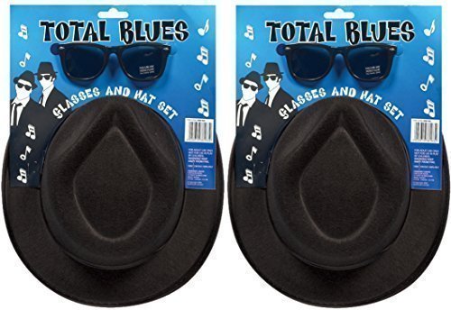 2x Total Blues Soul Band Gangster Hüte & Gläser Fancy Kleid Kostüm Zubehör 2x Total Blues Soul Band Gangster Hüte & Gläser Fancy Kleid Kostüm Zubehör von Henbrandt