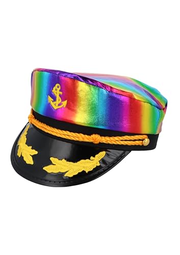 HENBRANDT 1 x Glänzender Regenbogen-Stolz-Matrosenhut – Erwachsenenkostüm Zubehör – Festival, Parade & Party HENBRANDT 1 x Glänzender Regenbogen-Stolz-Matrosenhut – Erwachsenenkostüm Zubehör – Festival, Parade & Party von Henbrandt