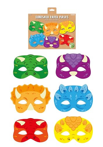 HENBRANDT 1 x Dinosaurier-Papier-Party-Masken für Kinder, 12 Stück, Dino-Gesichtsmasken, Kostüm, Kindergeburtstag, Beutelfüller, Partygeschenke für Jungen und Mädchen HENBRANDT 1 x Dinosaurier-Papier-Party-Masken für Kinder, 12 Stück, Dino-Gesichtsmasken, Kostüm, Kindergeburtstag, Beutelfüller, Partygeschenke für Jungen und Mädchen von Henbrandt