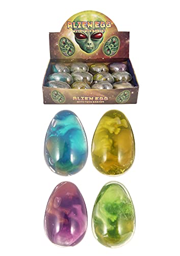 Henbrandt 6 x Alien Eier mit Zwillingsbabys Gooey Aliens Stretchy Space Alien Embryo Kids Toys Party Bag Favors Loot Bag Fillers Lucky Dip Favors Stocking Fillers for Boys and Girls von Henbrandt