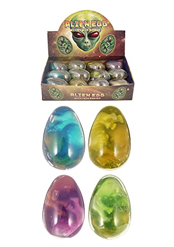 Henbrandt 6 x Alien-Eier mit Zwillings-Babys, Gooey Aliens, dehnbar, Alien-Embryo, Kinderspielzeug, Partytüte, Gastgeschenke, Glücksbringer, Gastgeschenke, Strumpffüller für Jungen und Mädchen von Henbrandt