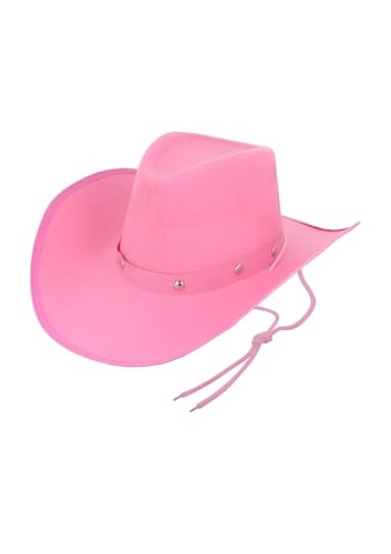 HENBRANDT Cowboyhut für Erwachsene, mit silberfarbenen Nieten und Kinnkordel, für Western-Cowgirl-Kostüm, Zubehör von Henbrandt