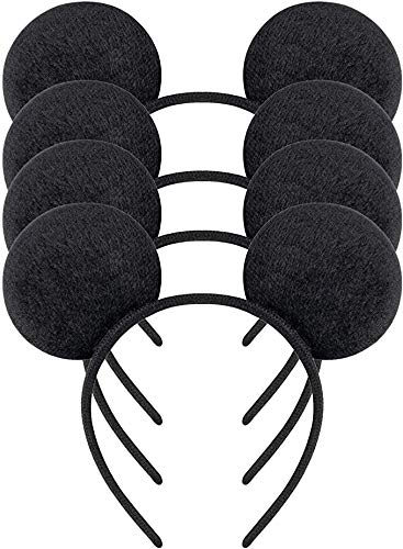 HENBRANDT Ein 4 Stück schwarze Mickey-Maus-Ohren für Erwachsene/Kinder, Kostüm, Stirnband, Zubehör, Party-Dekoration, Geschenk, 4 Stück von Henbrandt