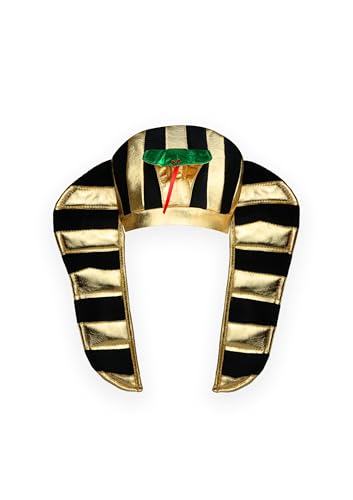 HENBRANDT Einzelpackung – Erwachsenen-Kopfschmuck ägyptischer Pharao, schwarz-goldfarben, gestreift, Kostüm-Accessoire, Kostümzubehör, Fasching, Party, Halloween, Herren und Damen, Kopfschmuck von Henbrandt