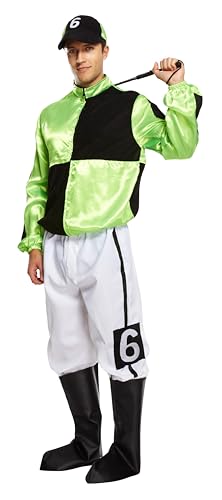 HENBRANDT Jockey-Outfit für Erwachsene, grünes und schwarzes Pferd, mit Schirmmütze und Stiefelüberzügen, Sport-Kostüm, Rennsport-Kostüm, Jockey-Kostüm, Einheitsgröße, Herren-Kostüm HENBRANDT Jockey-Outfit für Erwachsene, grünes und schwarzes Pferd, mit Schirmmütze und Stiefelüberzügen, Sport-Kostüm, Rennsport-Kostüm, Jockey-Kostüm, Einheitsgröße, Herren-Kostüm von Henbrandt