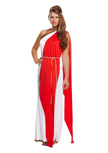 HENBRANDT Langes Kleid für Erwachsene, römische Dame mit rotem Schal und Kopfbedeckung, bodenlang, weißes Toga-Kostüm, alte Geschichte, Verkleidungsanzug, Einheitsgröße, Damen-Kostüm HENBRANDT Langes Kleid für Erwachsene, römische Dame mit rotem Schal und Kopfbedeckung, bodenlang, weißes Toga-Kostüm, alte Geschichte, Verkleidungsanzug, Einheitsgröße, Damen-Kostüm von Henbrandt