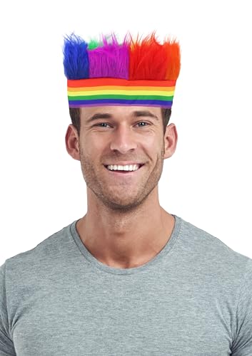 HENBRANDT Regenbogen-Stirnband mit buntem Kunsthaar, Erwachsenenkostüm, Partyzubehör, Einzelpackung von Henbrandt