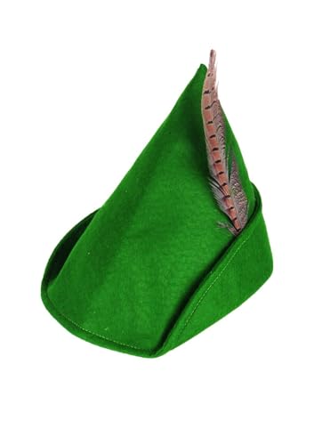 HENBRANDT Robin Hood Hut für Erwachsene, Grün mit Feder, Bogenschütze, Verkleidung I Pan I Buchtag von Henbrandt