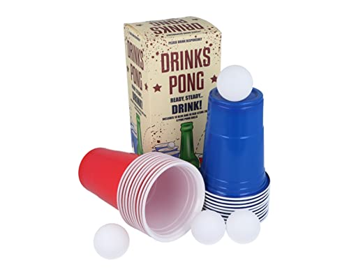Henbrandt Bier-Pong-Spielset 24-teiliges Set 473 ml Blaue und rote Plastikbecher Pong-Spiel Barspiele für College-Studenten Geburtstagsfeiern Junggesellinnenabschiede Partyspiele für Erwachsene von Henbrandt