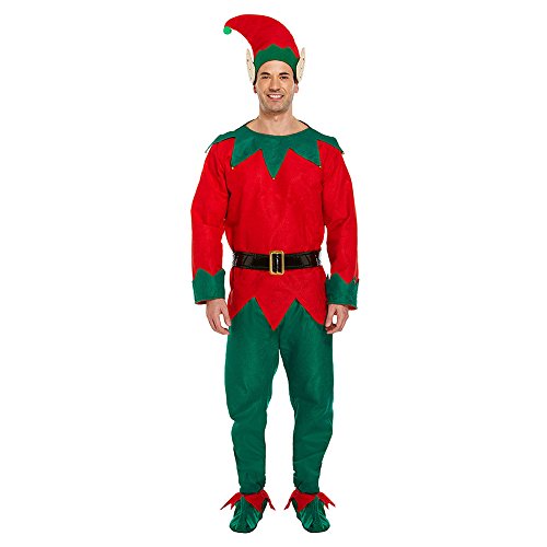 Henbrandt Elf Adult Christmas Fancy Dress Costume with Top, Trouser, Hat, Shoes & Belt von Henbrandt