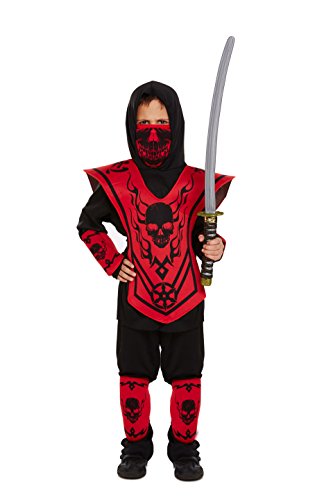 Henbrandt Kinder Jungen Schwarz & Rotes Ninja Krieger Kostüm Buch Tag Kostüm Verkleidung Größe M 7-9 Jahre von Henbrandt