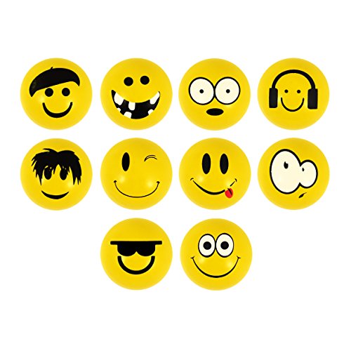 Henbrandt Yellow Emoji - Verschiedene Designs Bouncy Balls Jet 35mm (10er-Pack) von Henbrandt