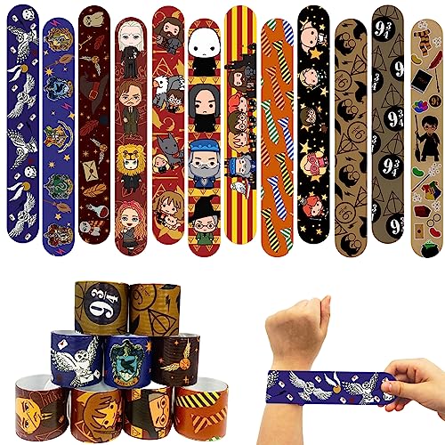 Hendpock Wizard Kinder Mitgebsel,12 Stück Schnapparmbänder,Wristband für Kinder,Bunte Schnapparmbänder,Slap Bands Klatscharmband Kindergeburtstag Spielzeug,Party Mitgebsel,für Zauberer Kinder Party von Hendpock